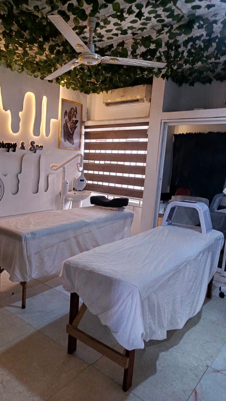Two massage beds by the window